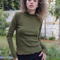 סריג קולר תלתלים - ירוק זית