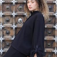 מכופתרת וופל פלואו - שחור