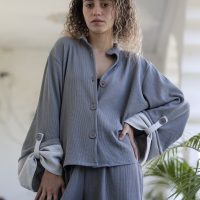 מכופתרת וופל פלואו - אפור