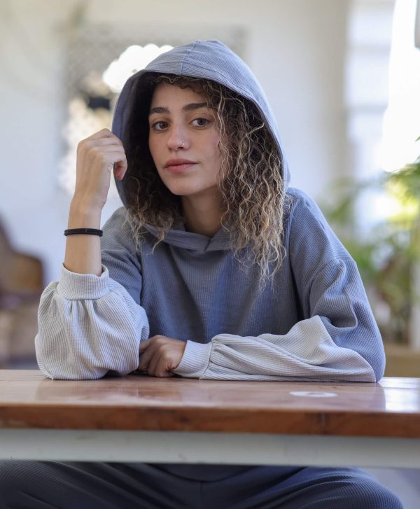 58-153A0325 HOODIE וופל פלואו - שמנת