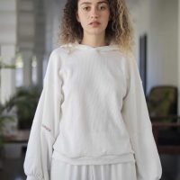 HOODIE וופל פלואו - שמנת