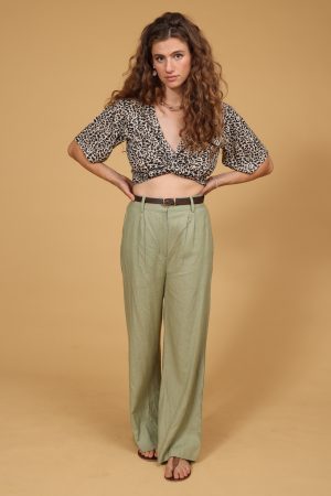 מכנסי סהרה - ירוק פיסטוק