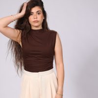 גופיית לייקרה כיווצים - חום שוקולד