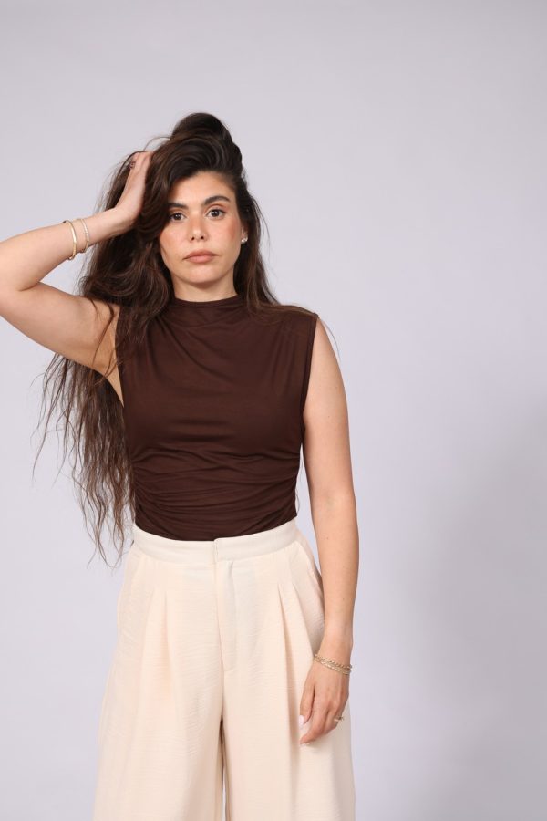 גופיית לייקרה כיווצים - חום שוקולד